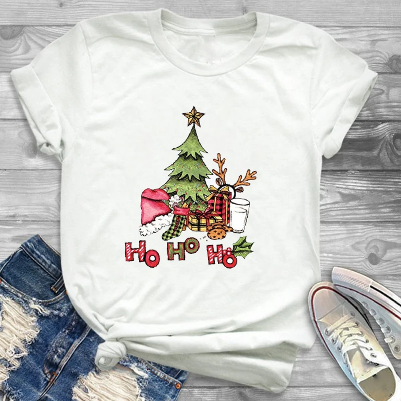Женская Праздничная клетчатая Футболка с принтом елки на год с рождественским принтом, женская футболка с графическим рисунком, футболка, женская футболка, футболки - Цвет: CZ20795