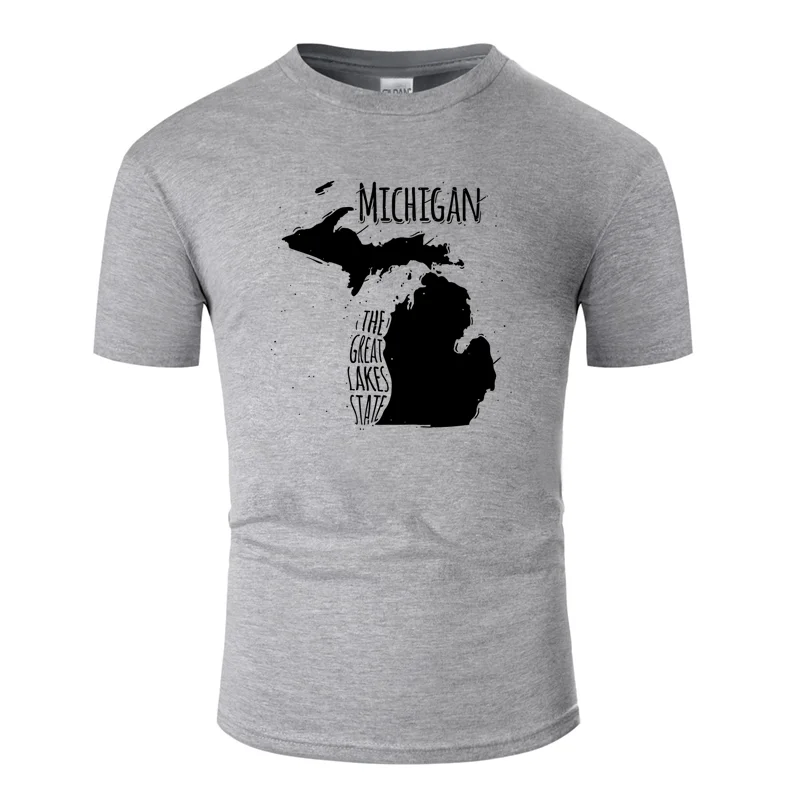 Men-Gray Мужская футболка с принтом Humor michigan, лето, большой размер S~ 5xl, официальная Мужская футболка, хлопковые Забавные футболки в стиле хип-хоп - Цвет: Men-Gray