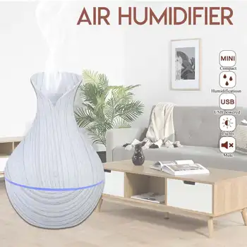 

USB Electric Air Diffuser Wood Ultrasonic Air Humidifier Essential Oil Aromatherapy Cool Mist Maker For Home Car Office DC5V