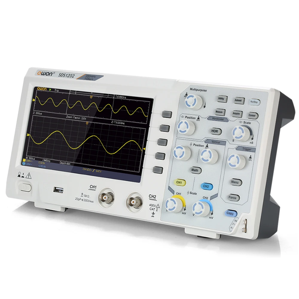 Owon SDS1102 Oscilloscope Oscillometer Digital Storage 2CH 100MHz 1GS/s 7-inch LCD Display | Инструменты