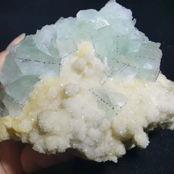 

546gNatural rare purple edged grass green fluorite mineral specimen stone cluster healing crystal decorated QUARTZ GEM