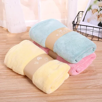 

70 * 140cm Bath Towels Seaside Tourist Beach Towel Super Absorbent Quick-drying Coral Fleece Quality Hemming Large Bath Towel