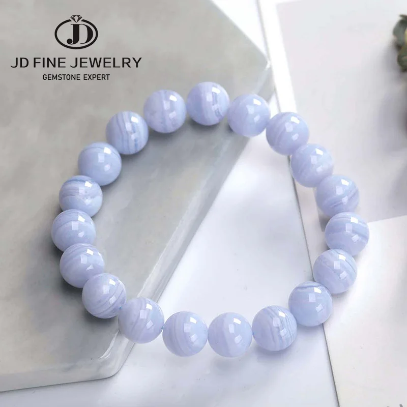 JD натуральный камень синие кружевные Агаты Круглый свободный браслет с бусинами
