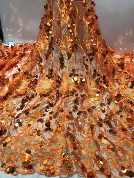 

2019 African 3D sequined lace fabric high quality lace French sequence tulle lace Nigerian lace fabric royal wedding