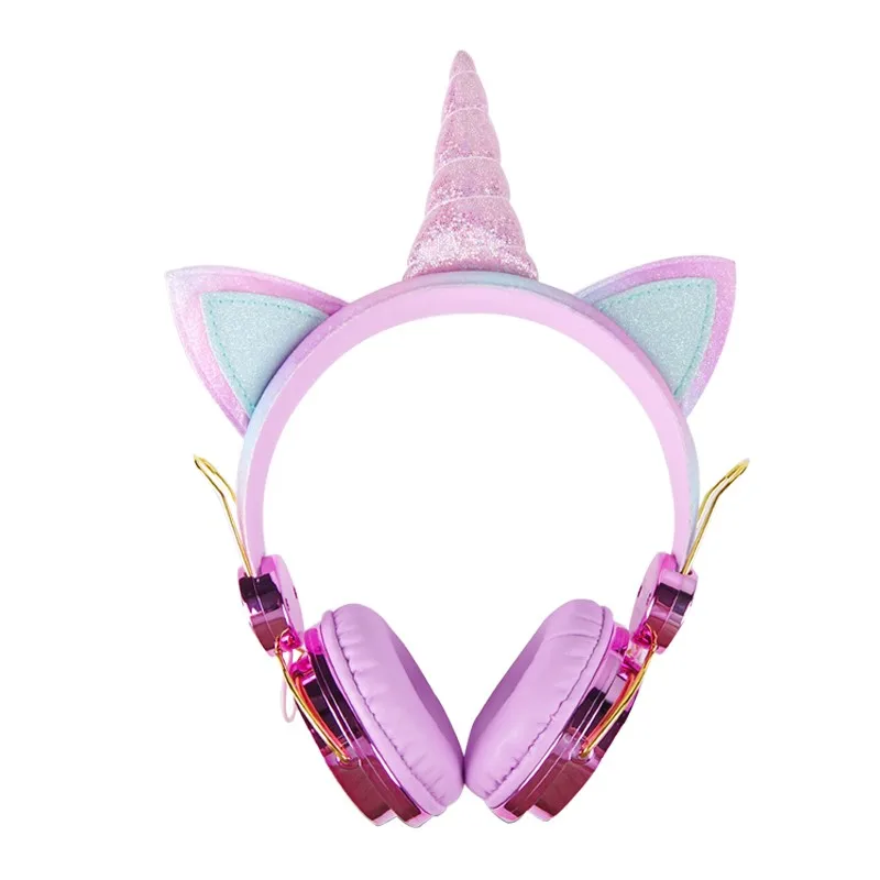 5PCS Lot Cute Unicorn Headsets With MIC Earphone for Girls Kids daughter Headphones For Laptop Cellphones PC Tablet MP3 Headsets
