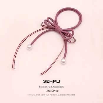 

Glitter Ribbon Pearl Fashion Girl Streamers Hair Bands Scrunchies Ponytail Headwear for Women Hair Accessories Headwear Gift