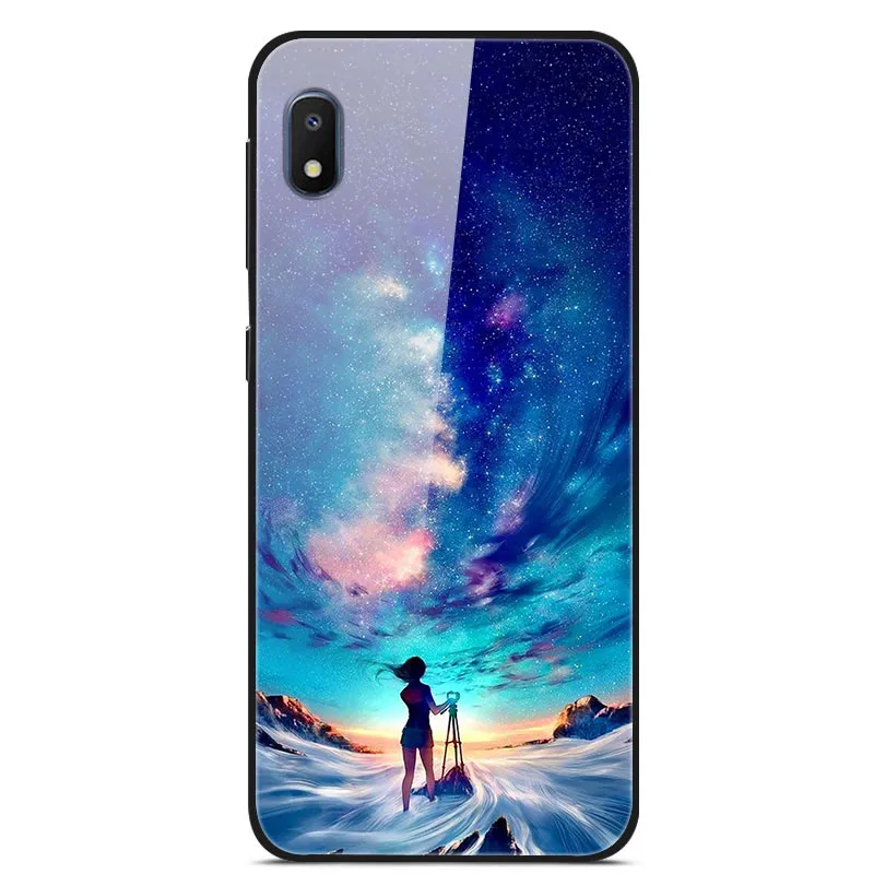 Чехол для samsung A10e чехол с милым рисунком, стекло, твердая задняя крышка для samsung Galaxy A10E A 10 E чехол SM-A102U TPU бампер A 10e