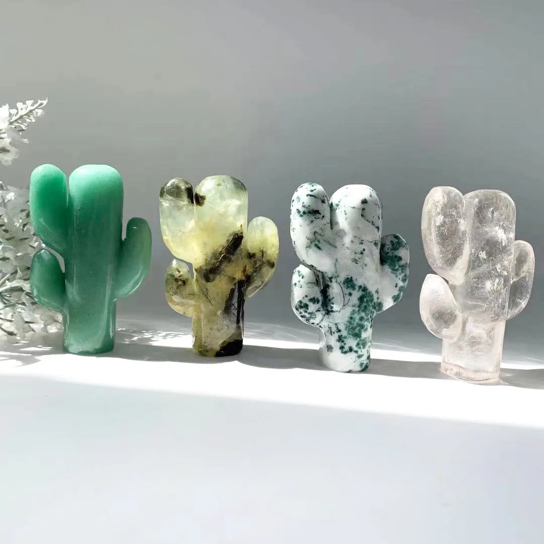 Natural Gemstone Crystals Healing Crystal Hand Crafted Cactus For Gifts _XCG | Дом и сад