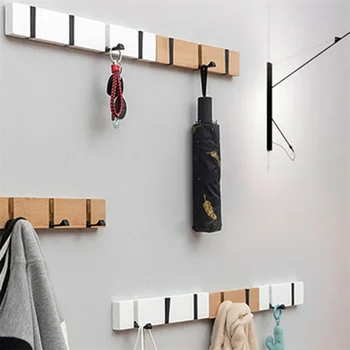 Foldable Coat Rack Bamboo Hallway Hat Hook Hanger Bedroom Door Wall-Mounting Hook Corner Room Kitchen Toilet Wall Brack Hook 2