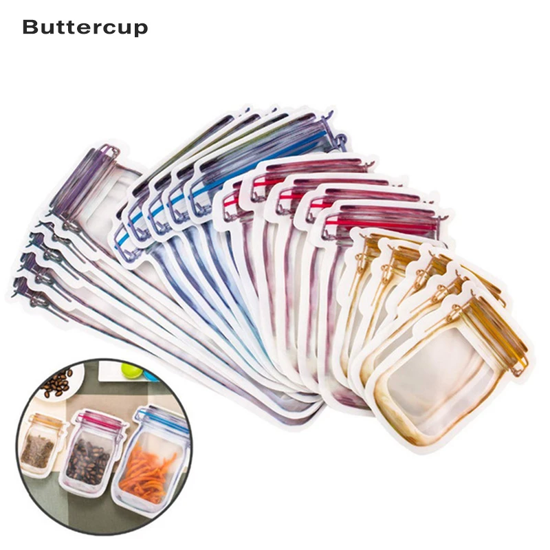 Reusable Mason Jar Bag Nuts Candy Cookies Bottles Snacks Zipper Sealed Kitchen Organizer Ziplock Seal Fresh Food Storage Bags | Дом и сад