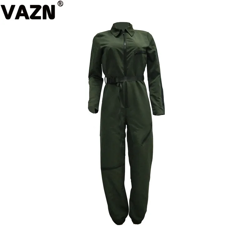 VAZN GTH13298 Топ дизайн Осень сексуальный женский длинный комбинезон 3 цвета на молнии с длинным рукавом однотонный комбинезон для женщин крутые комбинезоны