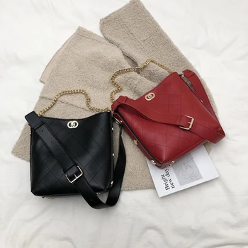 

2020 new hippie bag bucket bag on the new retro diamond wide shoulder strap metal shoulder large capacity crossbody female bag