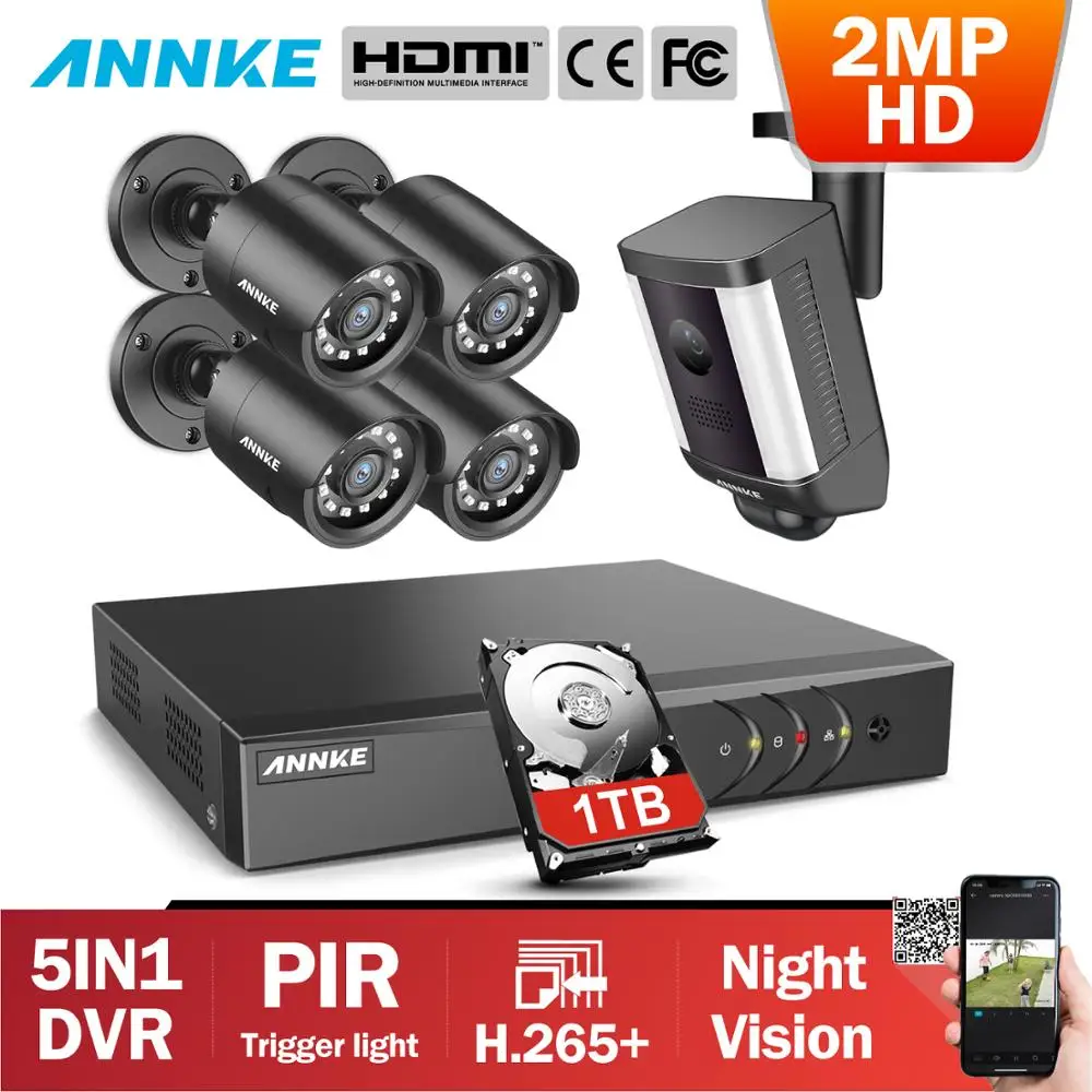 Review  ANNKE 8CH 2MP HD Video Security Surveillance System With 4pcs Outdoor Bullet Camera with 1PC PIR De 