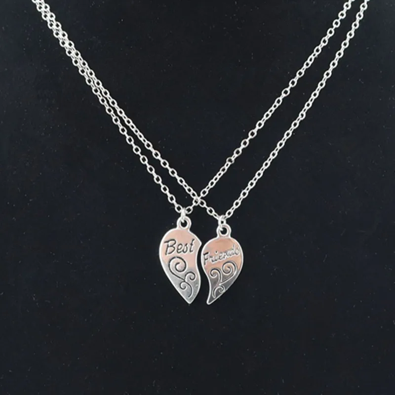 2 шт./лот лидер продаж ожерелья с подвесками в виде разбитого сердца цепочка