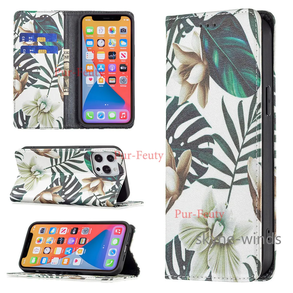 For APPLE iPhone 13 mini Pro max magnetic painted leather case 