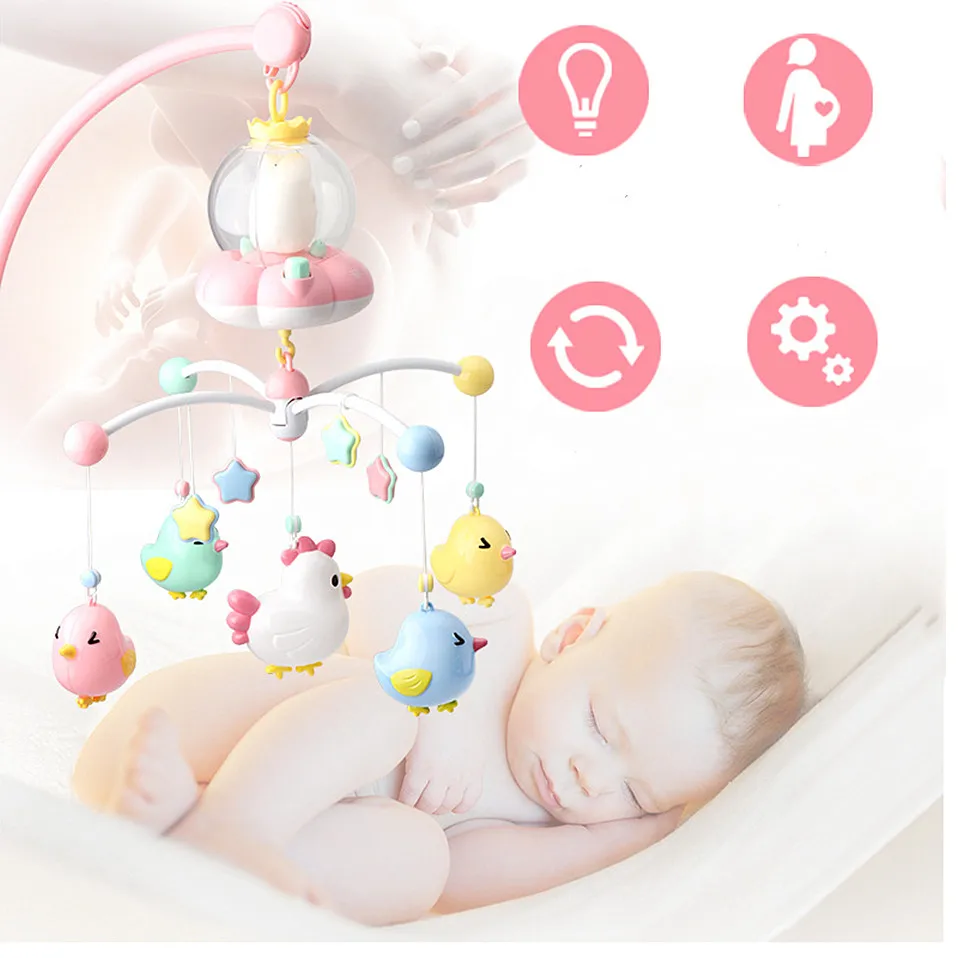 baby toys 0-12 month Touch dream bed bell newborn Rotating music rattles Crib moving bed appease toy detachable Cartoon pendant