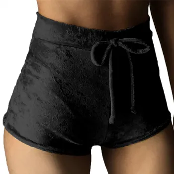 

Women Velvet Casual Drawstring Shorts Casual High Waist Spring Summer Sexy Elegant Skinny Shorts