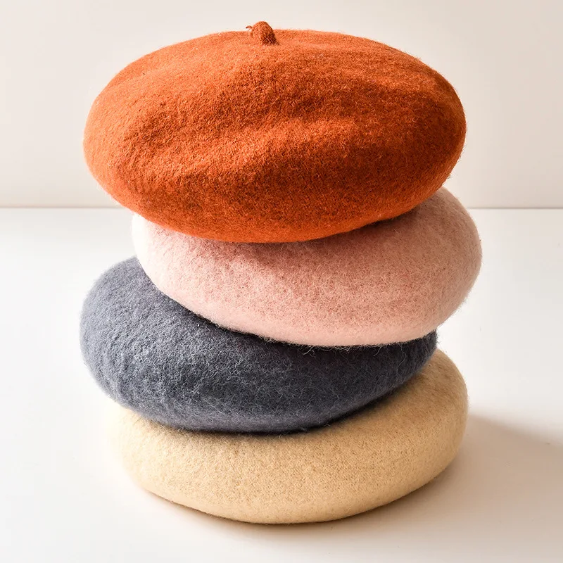

Autumn And Winter New Style Beret Korean-style Versatile Mushroom Lady Hat Breathable nan gua mao Wool Painter Cap