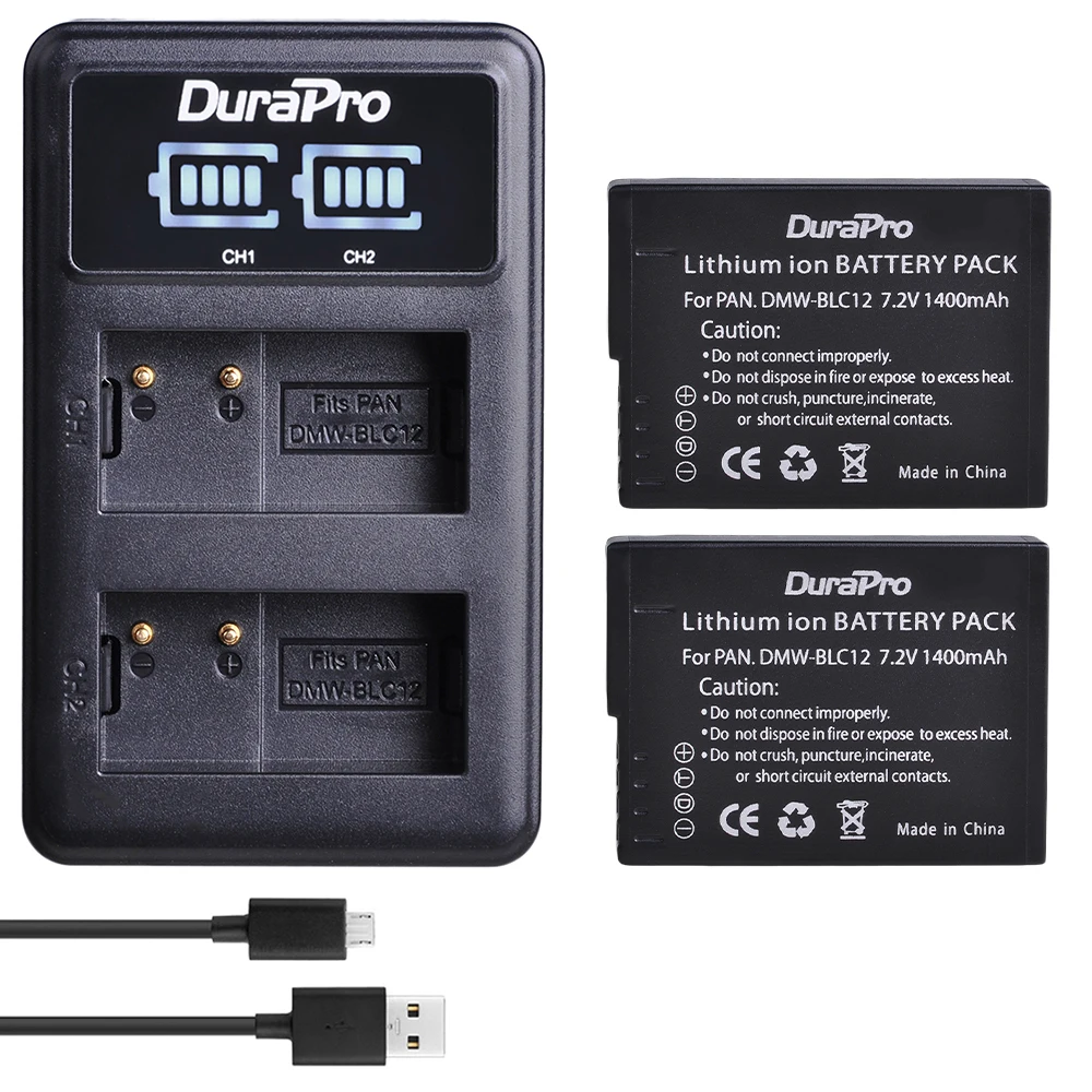 2 шт. DMW-BLC12 BLC12E BLC12PP DMW BLC12 батарея+ USB двойной зарядное устройство для Panasonic Lumix FZ1000, FZ200, FZ300, G5, G6, G7, GH2, DMC-GX8