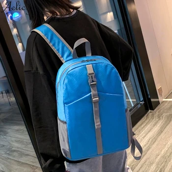 

Aelicy Backpack unisex 2020 new simple shoulder bag nylon outdoor sports backpack solid color simple folding backpack