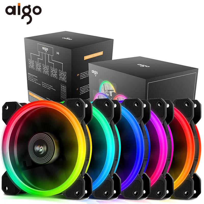 Aigo DR12 чехол для ПК вентилятор с регулировкой RGB Вентилятор охлаждения 120 мм тихий ИК пульт дистанционного компьютера охлаждающий RGB чехол вентилятор процессор вентилятор ПК 12 В