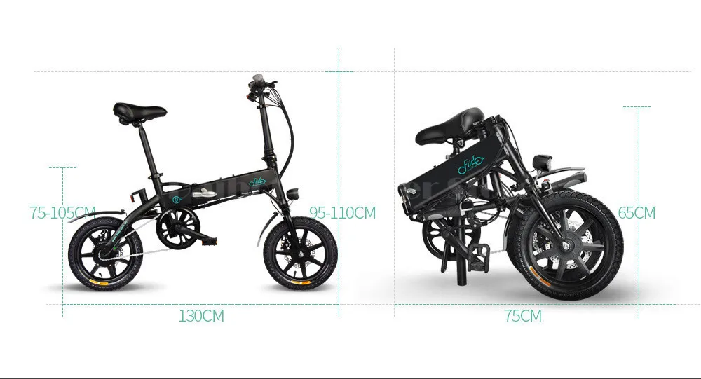 Fiido D1 Folding Electric Bike Two Wheels Electric Bicycle 14 Inch 36V 250W Mini Adults Electric Scooter With Seat  (10)