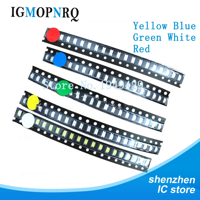 5 значений 100 шт./лот Super 3528 1210 SMD LED красный/зеленый/синий/желтый/белый 20 шт. каждый
