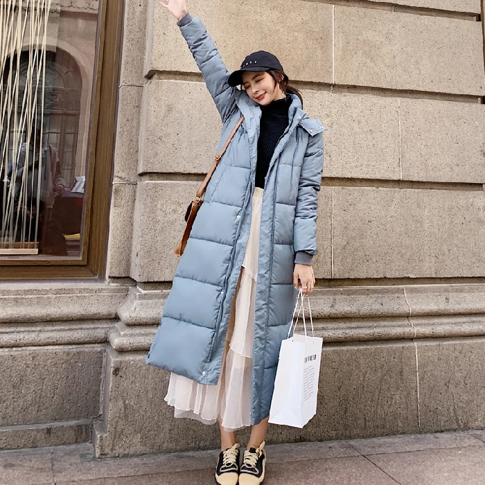 Зимние свободные длинные парки куртка для женское утепленное плотное пальто с капюшоном Повседневная одежда пальто хлопковая парка пальто