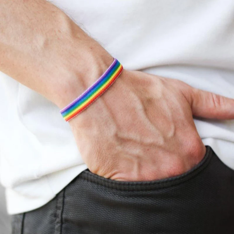 Ins Woven Rainbow Bracelets LGBT Lesbians Gays Bisexuals Braided Bracelets For Women Men Couple Fashion Jewelry Gift