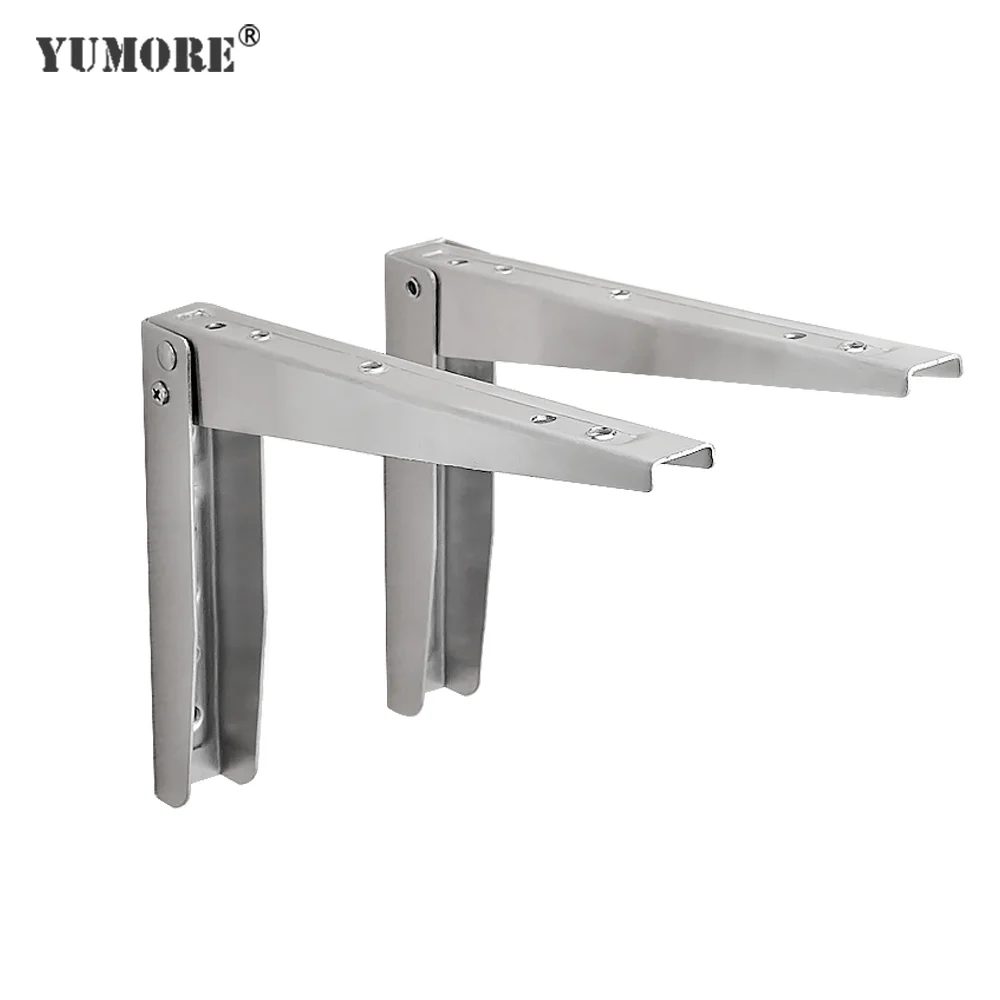 YUMORE 10pcs/lot Folding Shelf Bracket Stainless Steel Bracket Home Microwave oven Shelf Support estantes de pared decorativos