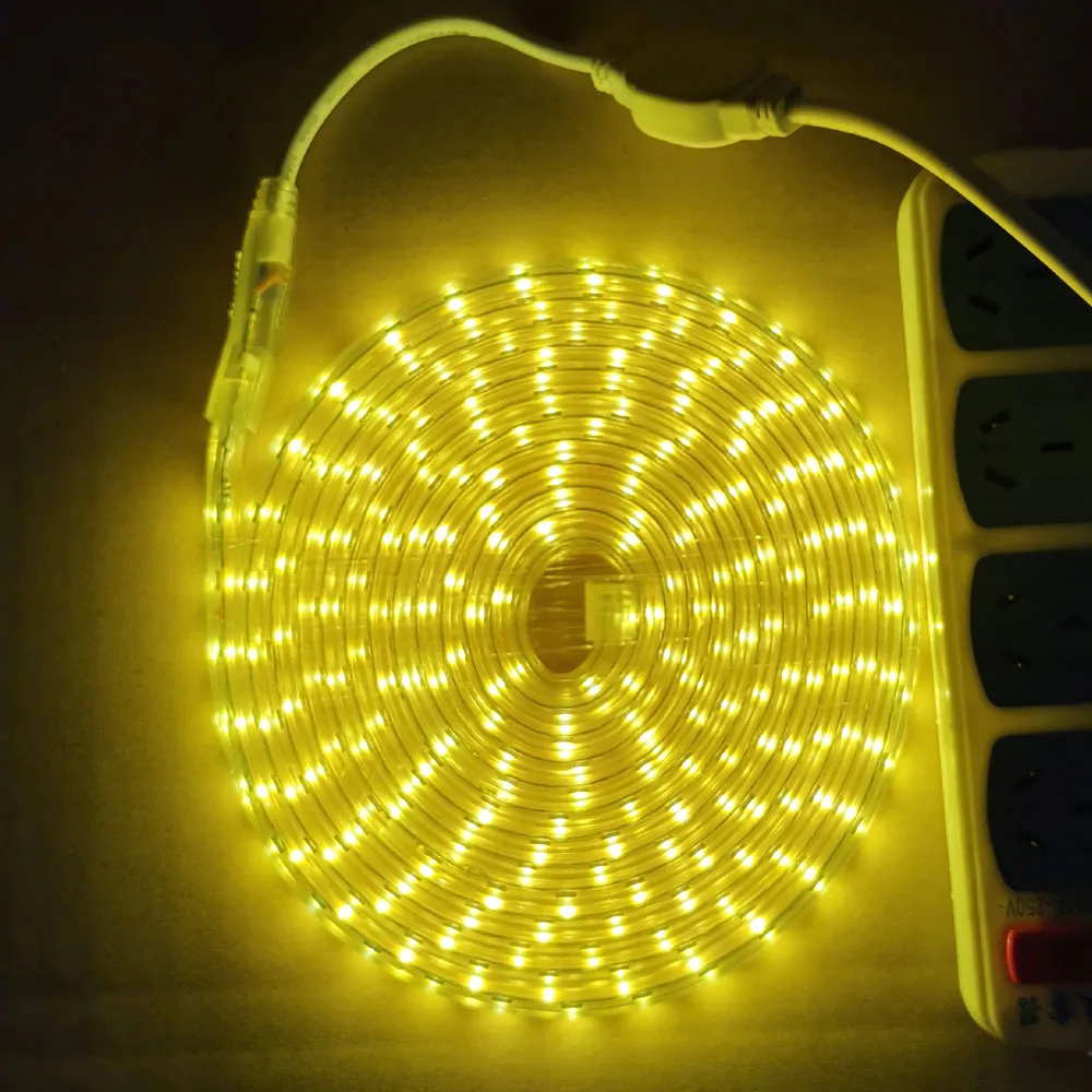 buy AC 220V Led Strip 5050 20M 220V light SMD 5050 Waterproof Led flexible Tape AC 220V 10M LED Strip Flexible Light with EU plug