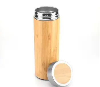 

17oz Original Bamboo Tumbler with Tea Infuser and Strainer Stainless Steel Water Bottle Double Wall Vacuum Insulated Travel