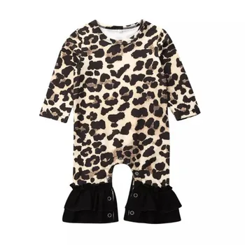

Fashion Kid Baby Girl Rompers Clothes Leopard Print Long Sleeve Ruffles Romper Autumn Spring Baby Jumpsuit One-Pieces Outfits