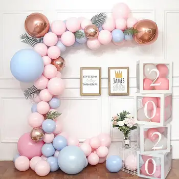 

QIFU Transparent Alphabet Number Balloon Box 1st Birthday Party Decorations Kids 2nd 3rd Birthday Balony Babyshower Baloon