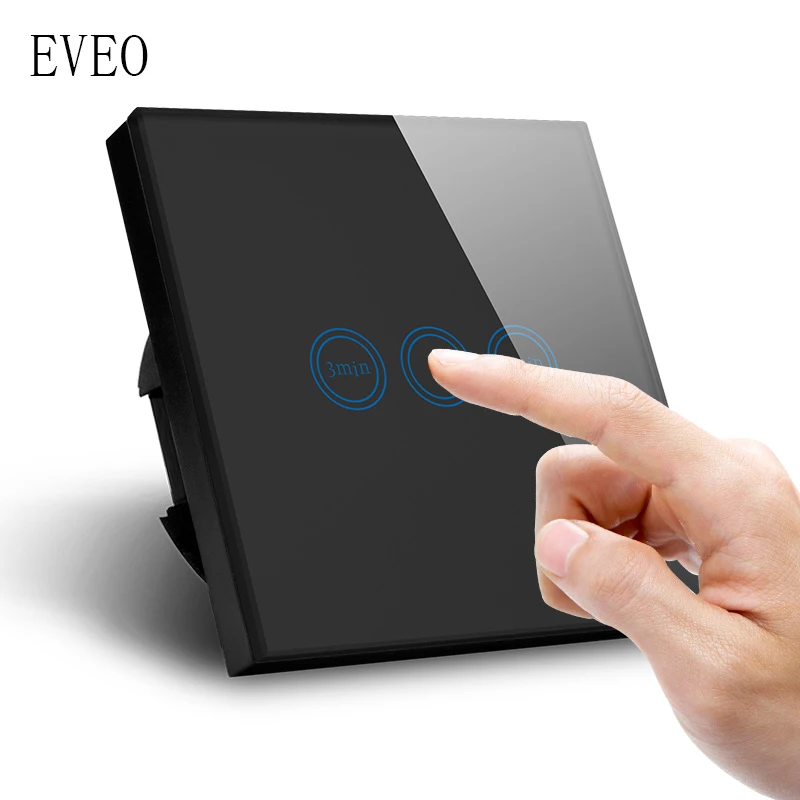 

EVEO, EU Standard Timer Switch Delay Switch Touch Switch Wall Switch, Glass Panel, Without Remote controller