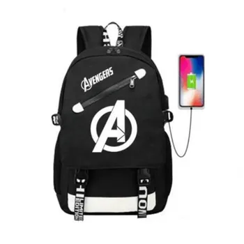

Avengers Luminous Backpack Canvas Print Rucksack Laptop Backpack School for Boys USB Charging Travel Student Backpack Bag