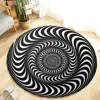 Round Black White Grid 3D Illusion Carpet Flannel Soft Anti-slip Carpet Bottomless Hole Mandala Vision Mat Living Room Rugs ► Photo 2/6