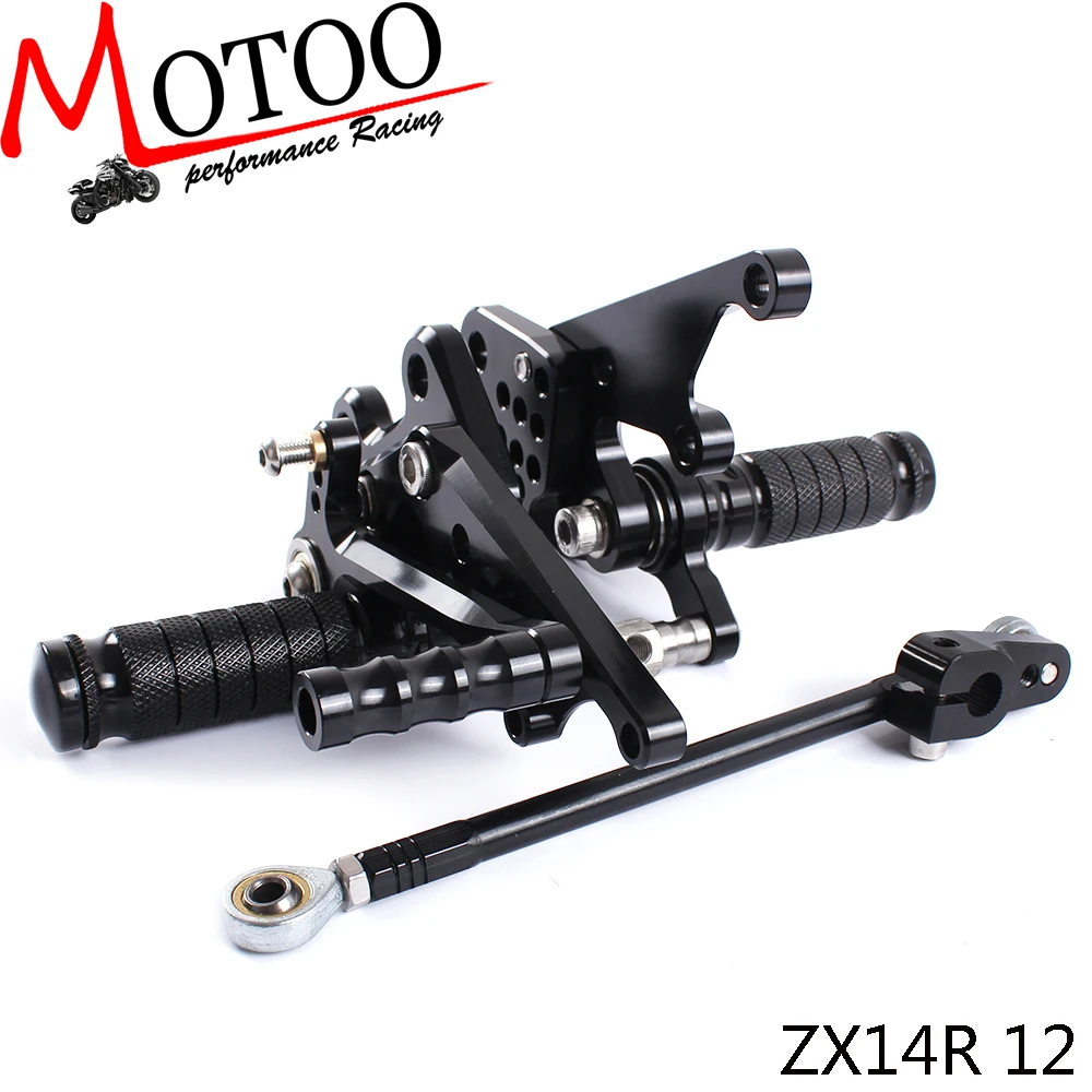 Full CNC Aluminum Motorcycle Adjustable footrest footpeg pedal Rearsets Rear Sets Foot Pegs For KAWASAKI ZX14R 2012-2016