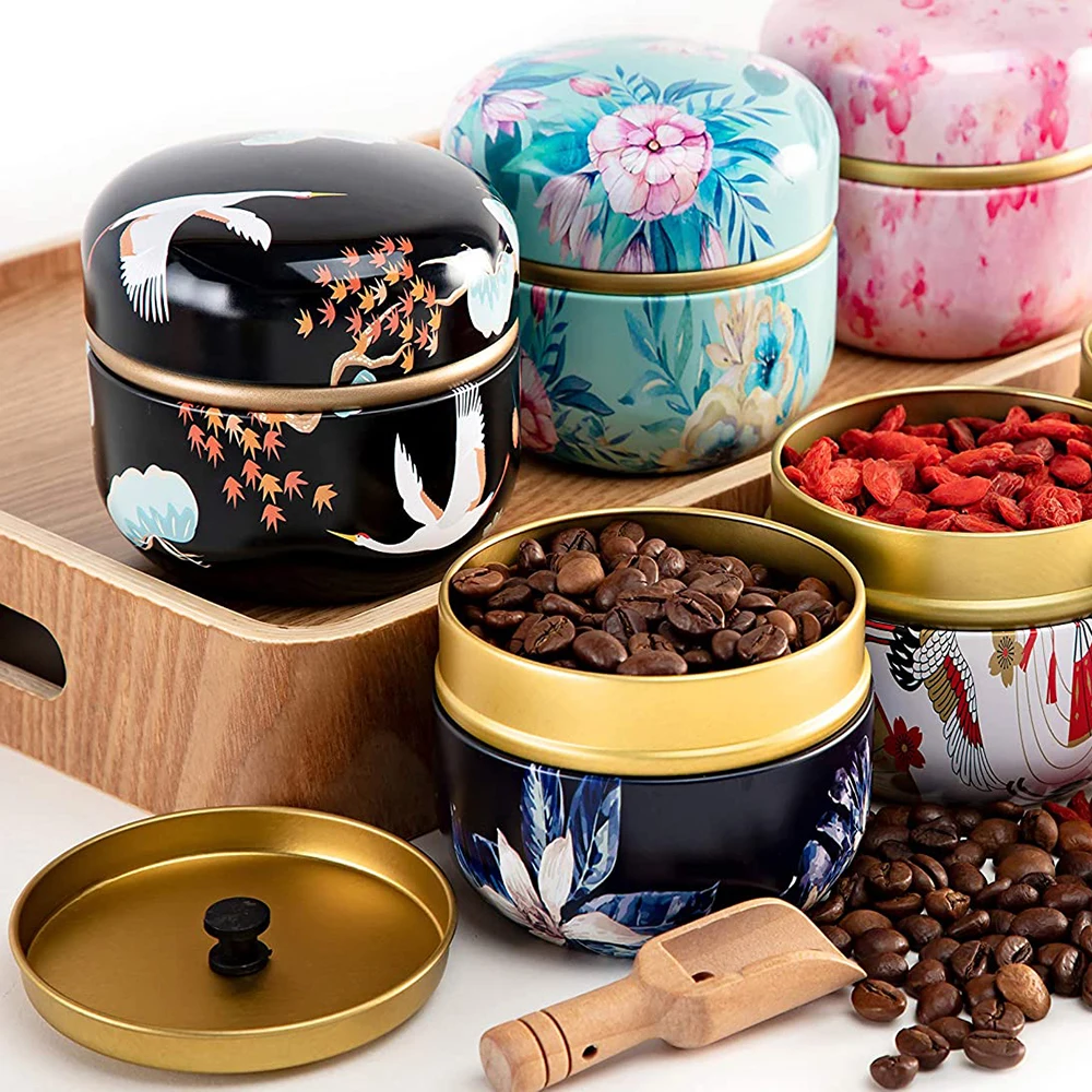 Small Storage Tin Box - Mini Metal Treasure Tea Container Decorative  Keepsake Ca