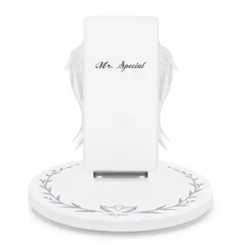 

10W Wireless Charger Angel Wings Night Light Mobile Phone Wireless Charger for Android Apple USB Fast Charge with Night Light