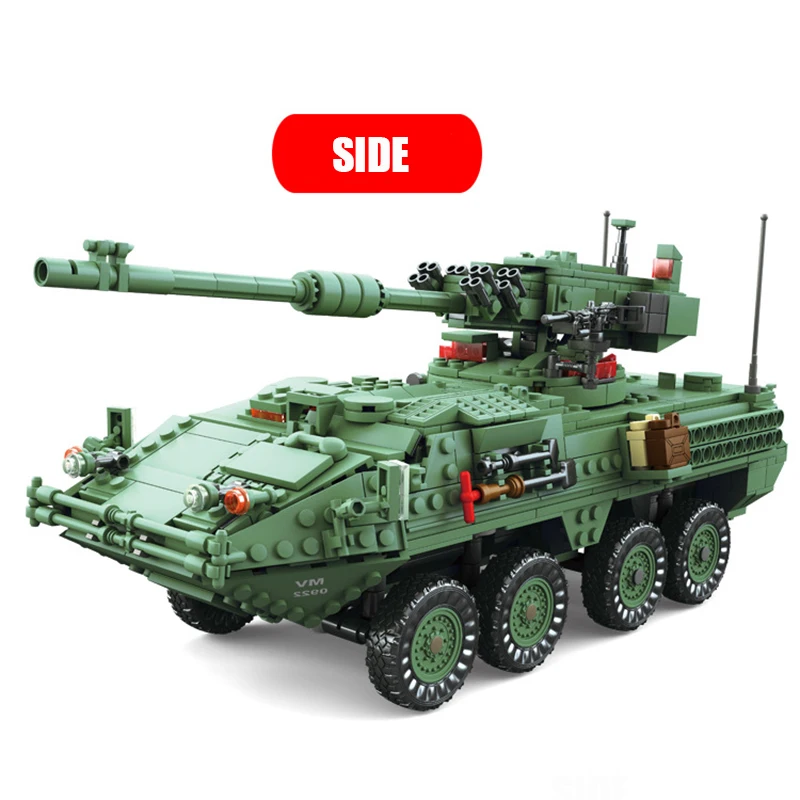 KAZI, 10001 век, военный MGS-M1128 танк, моторизованный ариллер, кирпичи, сделай сам, игрушки, бронированная техника, детские строительные блоки, игрушки