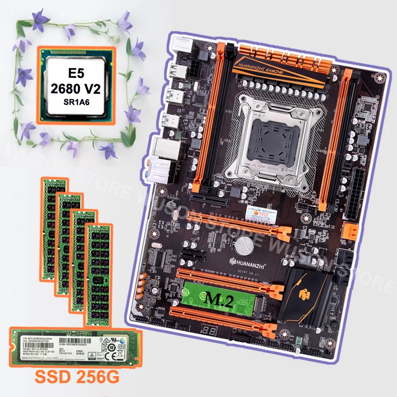 Скидка материнская плата комплект HUANANZHI Deluxe X79 материнская плата с 256G NVMe SSD CPU Intel Xeon E5 2680 V2 RAM 32G (4*8G) REG ECC Скидка материнская плата комплект HUANANZHI Deluxe X79 материнская плата с 256G NVMe SSD CPU Intel Xeon E5 2680 V2 RAM 32G (4*8G) REG ECC