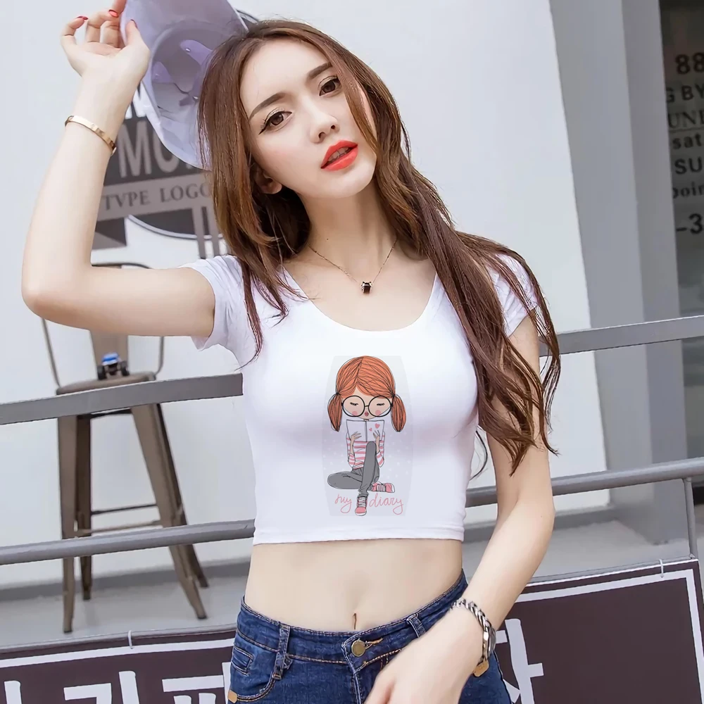 Tops cortos elegantes para mujer, Top corto ajustado, Top corto, camiseta Sexy, camiseta informal, Top corto para fiesta y discoteca, camiseta Sexy para mujer _ - Mobile