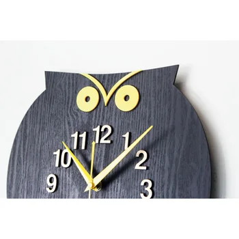 

Wood Owl Wall Clock Art Silent Animal Wall Clock Living Room Clocks Modern Minimalist Nordic Personality Fashion Wall Clock