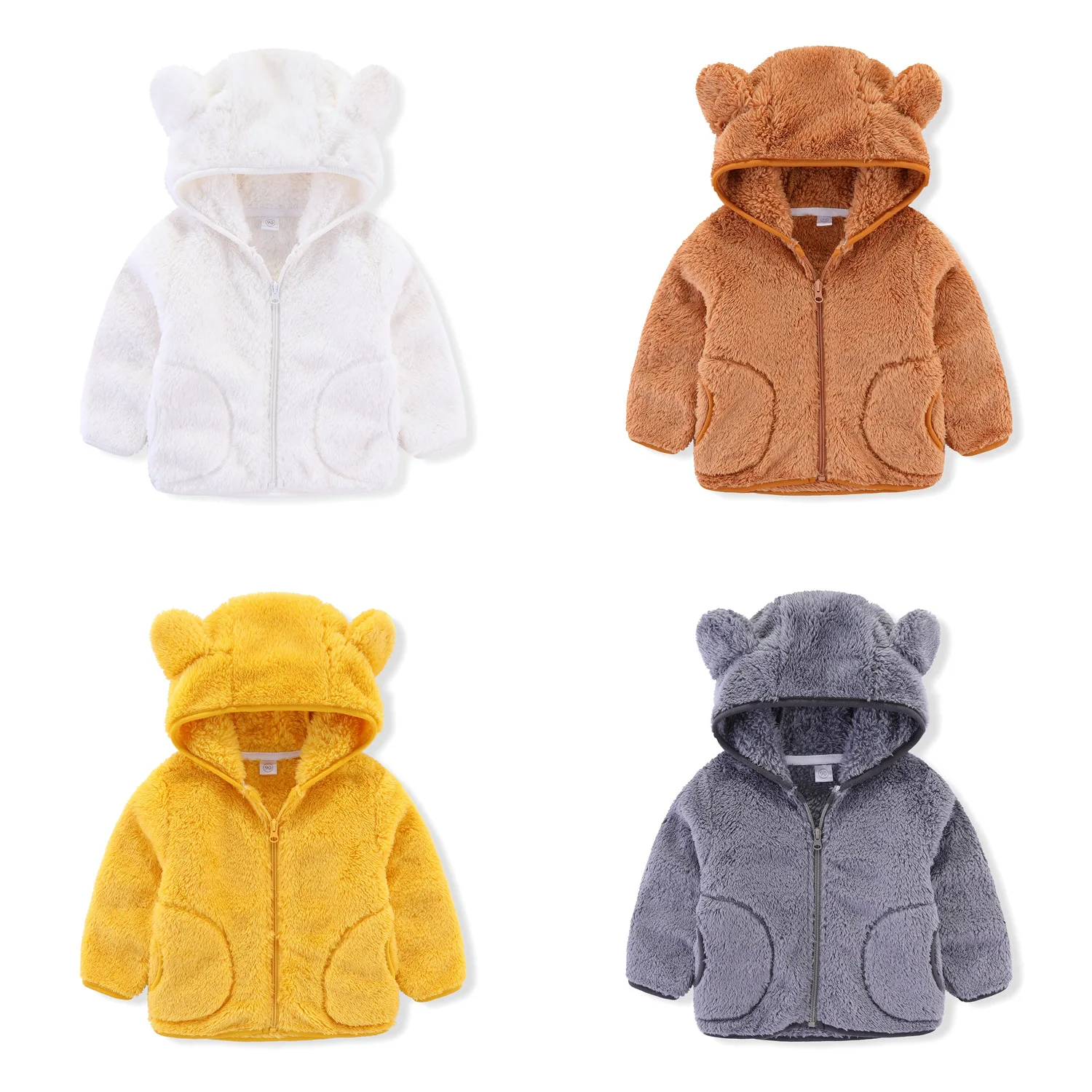 

Cute Children Winter Jacket Kids Girls Clothes Long Sleeve With Ear Hooded Candy Colors Fall Boys Velvet Casual Outerwear Coats