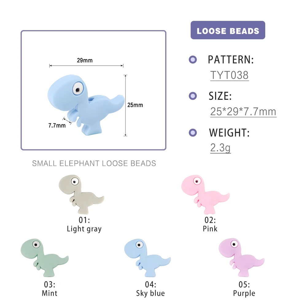 10 шт. мини динозавр силиконовые бусины Детские Жевательные ожерелья крошечные стержни соска зажимы бисера BPA бесплатно