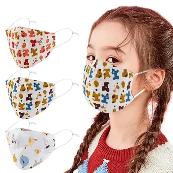 

3pcs Face Mask For Kids Printed Cotton Breathable Mouth Mask Reusable Ear-hook Dustproof Face Mask Mascarillas Mondmasker#E