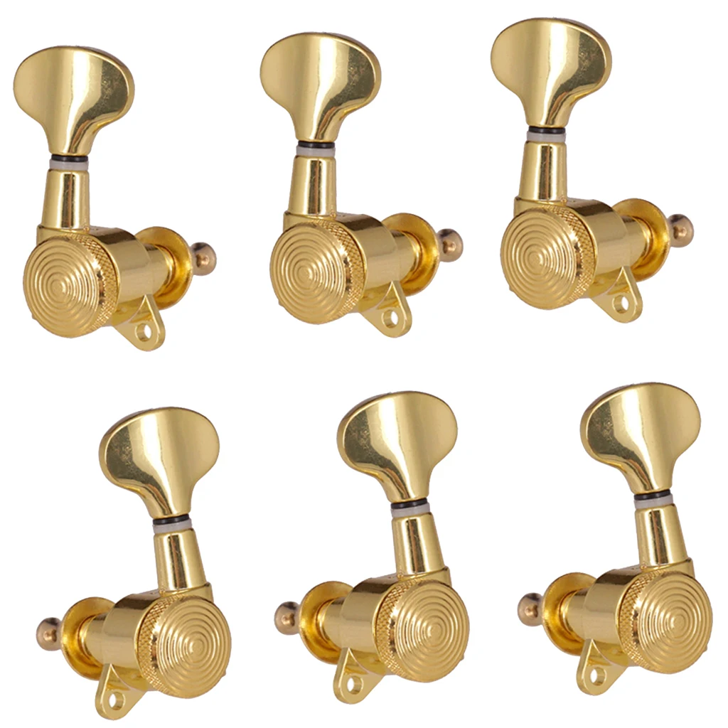 Guitar String Buttons Tuners Fishtail Guitar Lock Tuner Gold 3R3L Tuning Peg