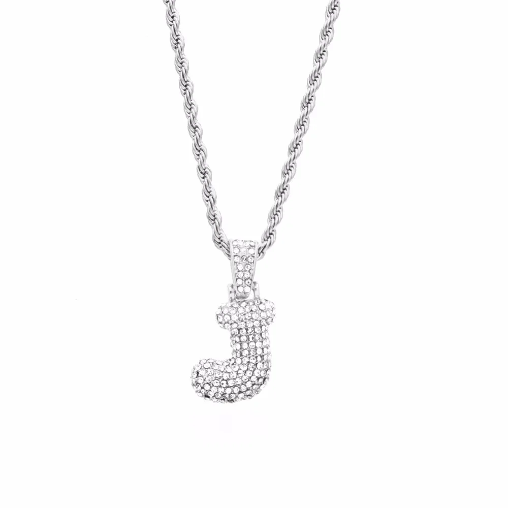 Сплав Bling Bubble Intial Let Iced Out горный хрусталь A-Z начальный кулон золотистый Серебристый с розой Подвеска золотого цвета кулон ожерелье