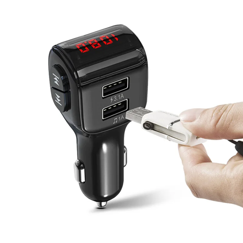 JaJaBor FM Transmitter Bluetooth Car kit Handsfree Bluetooth 5.0 Wireless Stereo A2DP Car MP3 Player Dual USB 3.1A Phone Charger